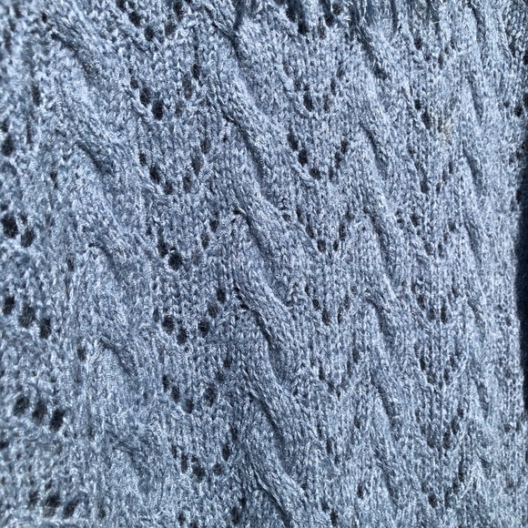 Chaus Oversized Blue Mohair Sweater Cable Knit Tassel Collar XL - Picture 4 of 10